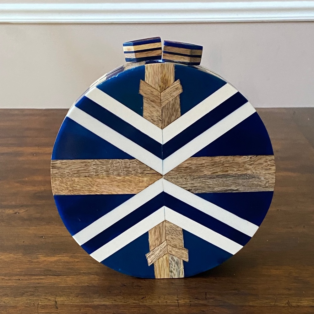 Hand Painted Round Wooden Clutch